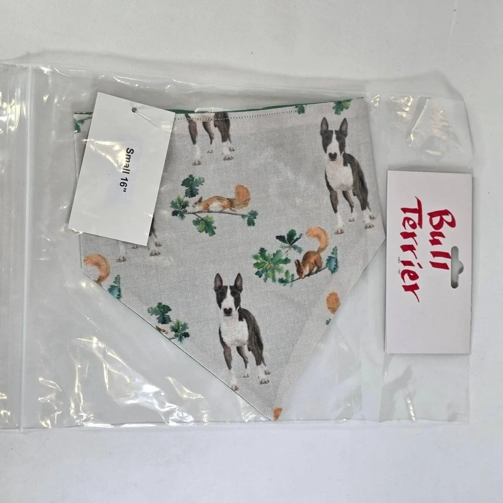 Beau Dog Bandana Designs Bull Terrier Squirrel Reversible Polka Dot Small 16